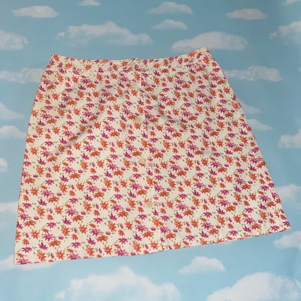 Liz Claiborne Button Up Floral Print Pencil Skirt, 100% Cotton